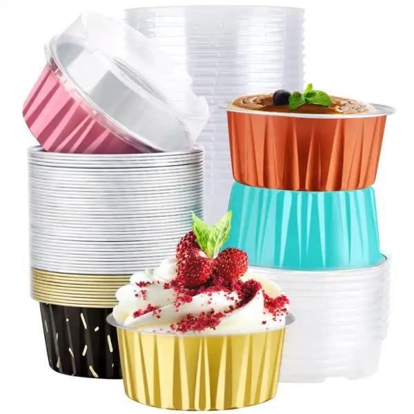 200ml Disposable Aluminum Foil Baking Cake Cup Container for Cheese Dessert Bread