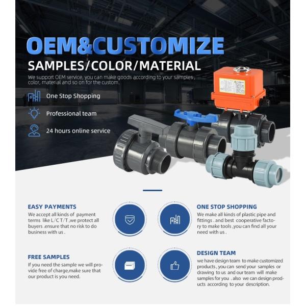 Socket/Thread Connection PVC High Pressure Ball Valve with Blue Handle in White Grey