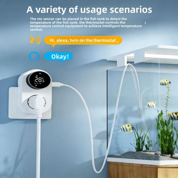Smart WiFi Thermostat with 16A High Load, Voice Control & LED Knob Screen for Easy Temperature Management
