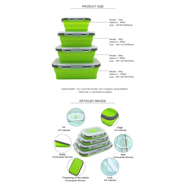 FLGB одобрило коробку для завтрака складчатости силикона BPA свободную Microwavable