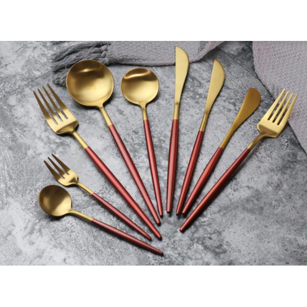 Hot Sale NC099 Red And gold Stainless Steel Cutlery Set LFGB FDA Flatware whole series