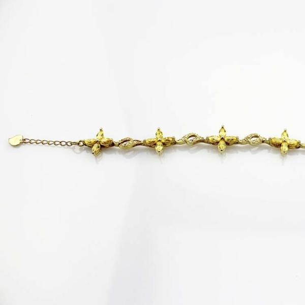 Yellow Gold Plated 925 Silver Jewellery Quatrefoil Citrine Cubic Zircon Tennis Bracelet (B04PURPLE)