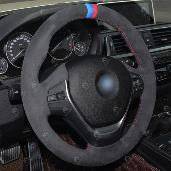 Custom Black Suede Steering Wheel Cover for BMW 3 Series F30 F34 Gran 2 Series F22 Coupe F23 4 Series F32 F36 F20