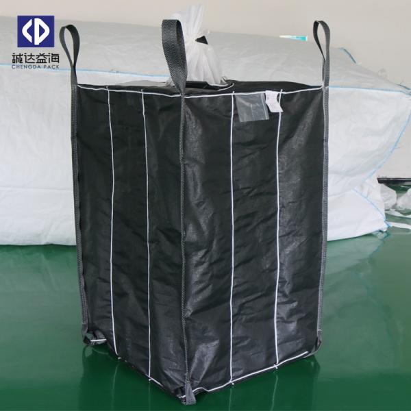 1.5 Ton PP Woven Jumbo Bags , Bulk Plastic Bags Black Color 102x102x107cm Size
