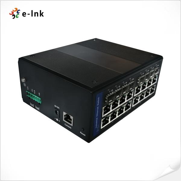 Commutateur Ethernet industriel 16x30W Ports PoE 802.3at + 8xSFP Montage à fibre DIN-Rail