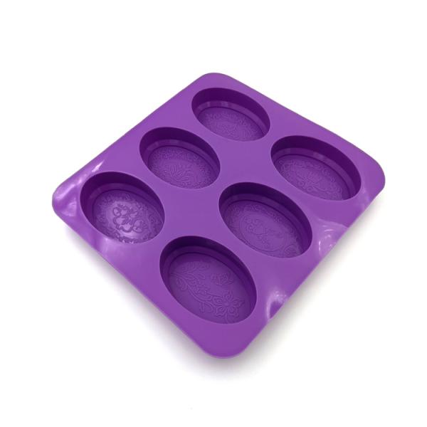 Durable Oval Silicone Soap Mold Lightweight Odorless Purple Color