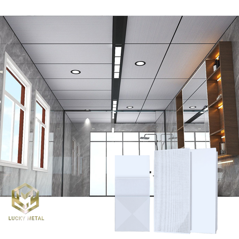 Full Set 600*600 Fireproof Aluminum Alloy Ceiling Tiles Perforated Ceilings for Office Basement Apartment for Engineering