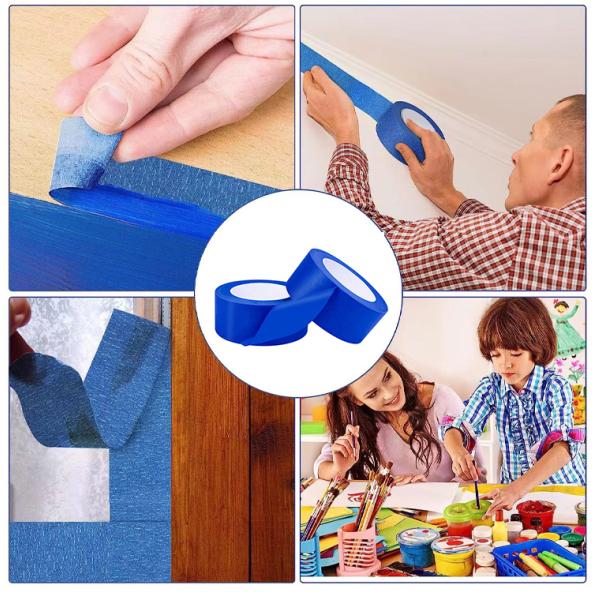 Custom Blue Painter Masking Tape Roll for High-Temperature Outdoor Painting