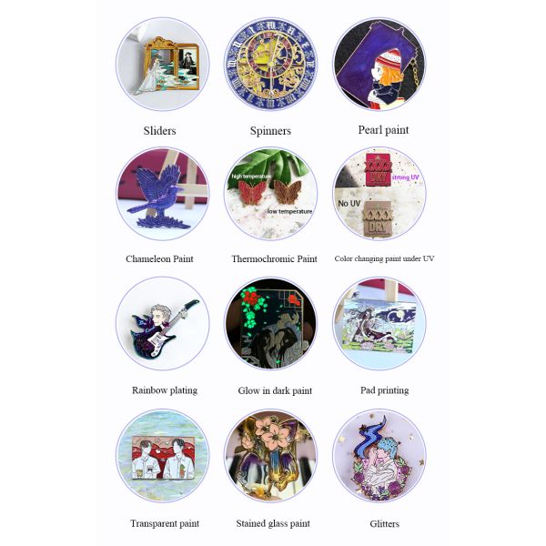 Custom Logo Hard Enamel Glitter Pearl Lapel Pin Metal Badge for Kpop Anime Fashion