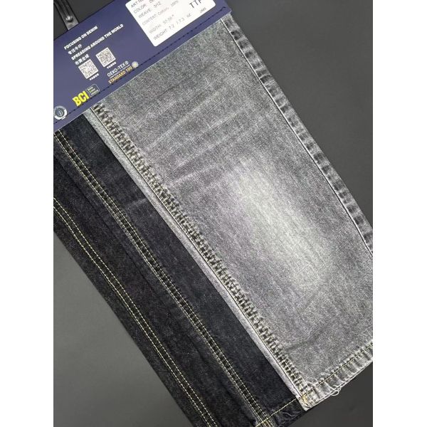 7.3oz Pure Cotton Denim Deep Black Lightweight Cotton Denim 57 - 58 For Summer Shirts And Flowing Dresses