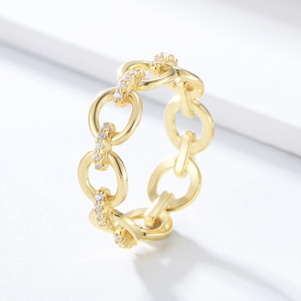 Forma delicada de la cadena CZ Diamantes Eternidad Anillos 925 de plata esterlina para joyería masculina