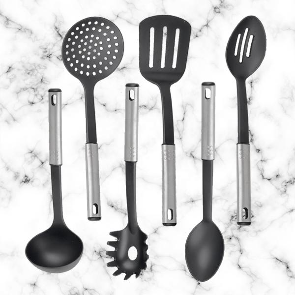 Tableware Kitchen Utensils Set with Silk Printing Logo and Nylon Spoon Holder Masher