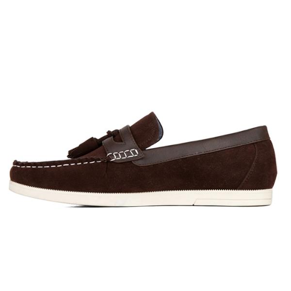 Durable Men's Casual Shoes Tassels Flat Loafer Mens Brown Leather Driving Shoes