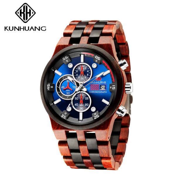 Commemorative Auto Date Face 30meters Wooden Quartz Watch