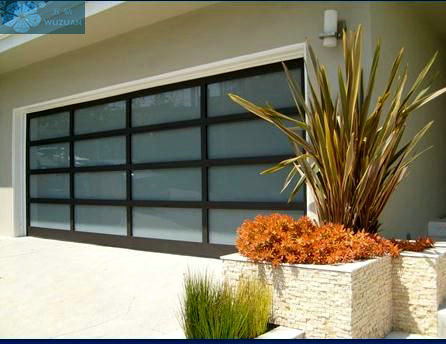Mute Aluminum Alloy Frosted Glass Garage Door For Villa