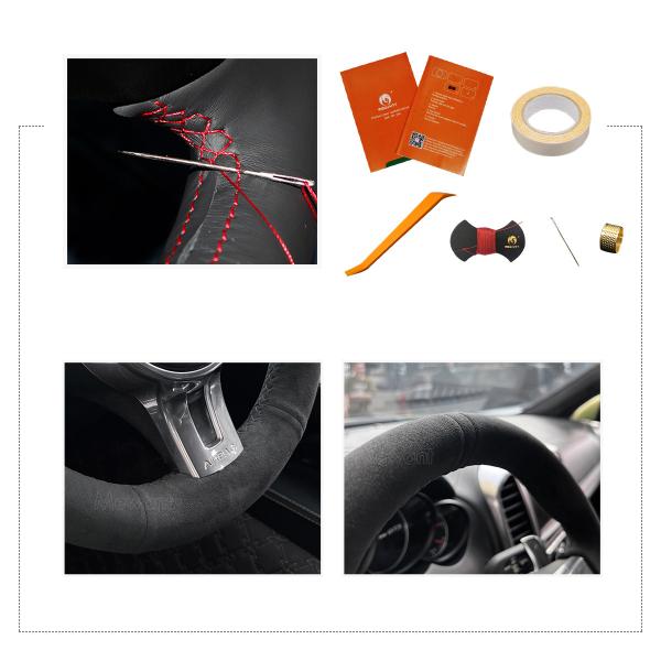 Blue Suede Custom Hand Stitching Steering Wheel Cover for PORSCHE 977 911 991 RS
