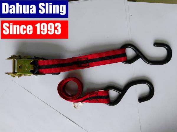 Multi Color Certified Polyester Tension Belt / Ratchet Tie Down Straps with S Hooks