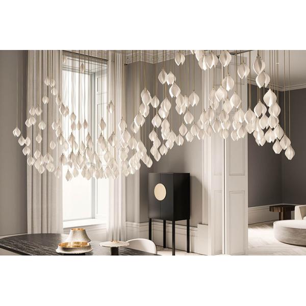 Nordic Simple Ceramic Magnolia Chandelier Department Bedroom Headboard Stairroom Petal Light