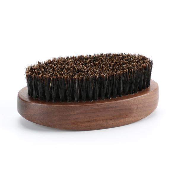Pincel de barba de madeira de nozes oval personalizar logotipo da marca de barba de limpeza de escova