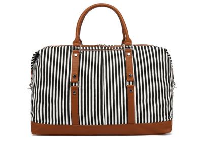 Blue White Striped Women Canvas Travel Duffle Bag Women'S Weekender Bags