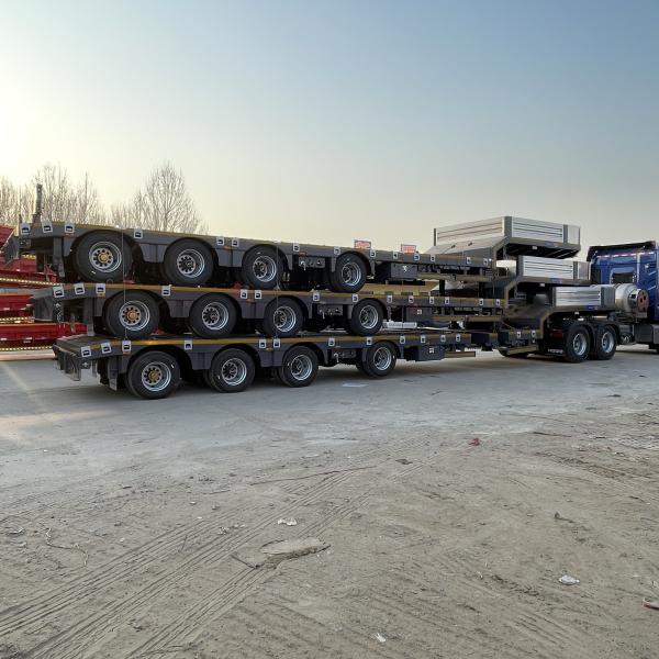 Semi-Trailer of European Style 4-Axle Pull-Out Low-Bed Trailer with 10ton Max Payload