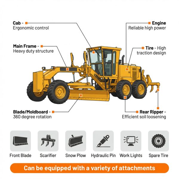 Cat 120g Used  Machine Motor Grader Engineering Construction Equipment