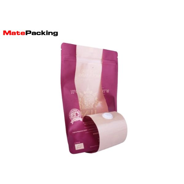 Heat Seal Kraft Paper Coffee Bean Packaging Bags Pouches Matte Surface With Valve