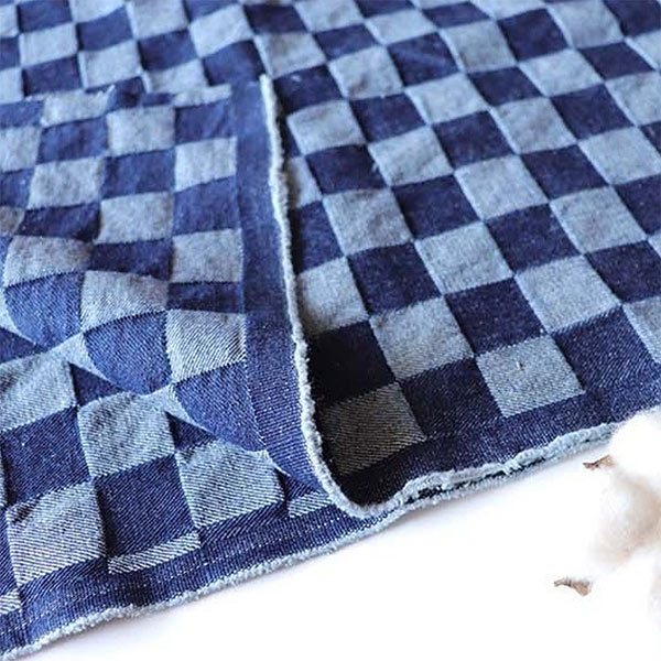 Plaid Jacquard Denim Washed Spring Summer Fabric 12s 60*50 10OZ 160cm
