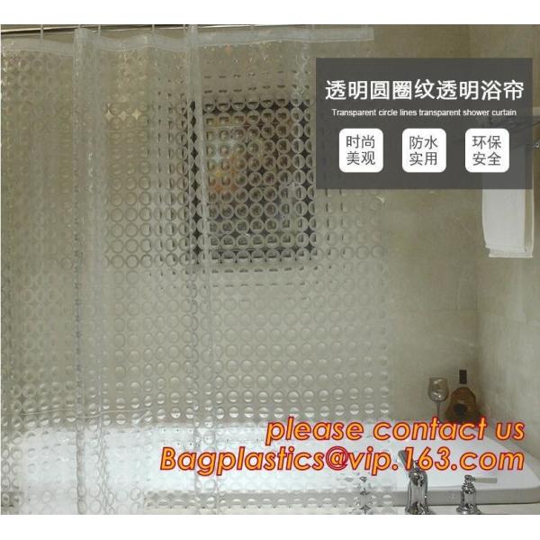TRANSPARENT CIRCLE LINES, TRANSPARENT , polyester shower curtain and matching mat waterproof custom bath bathroom shower
