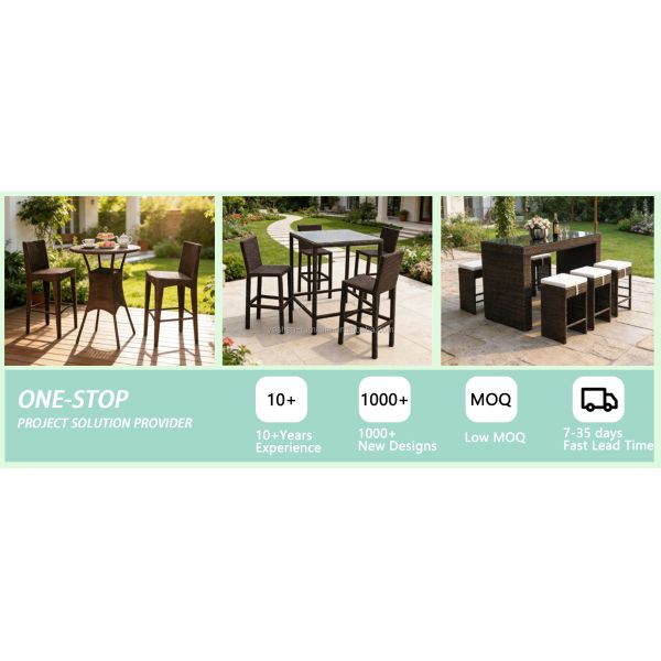 Outdoor  PE Rattan Dining Table Set with 2 Stackable Comfortable Chairs for Courtyard and Patio Use