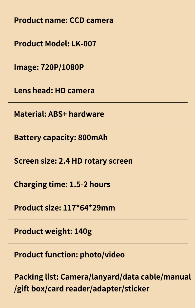 DLC Retro Ccd Digital Camera Ultra-high-definition Flip-cover 4K Ultra-clear Image, Portable for Students and Campus Travel