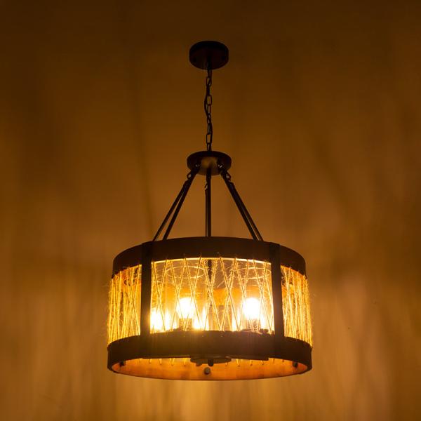 America Country Round Iron Wooden E27 Light Bulb Chandelier Pendant Lights(WH-VP-159)