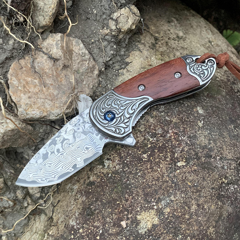 Tunafire Factory Direct VG10 Core Damascus Folding Knife Damascus Knife GT-DC372