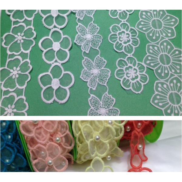 Garment Accessories Embroidery Organza Applique Flower  with Sequin
