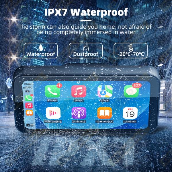 GRANDnavi 6.25Inch Motorcycle Portable Navigation Device Waterproof IPX7 Linux System BT DVR