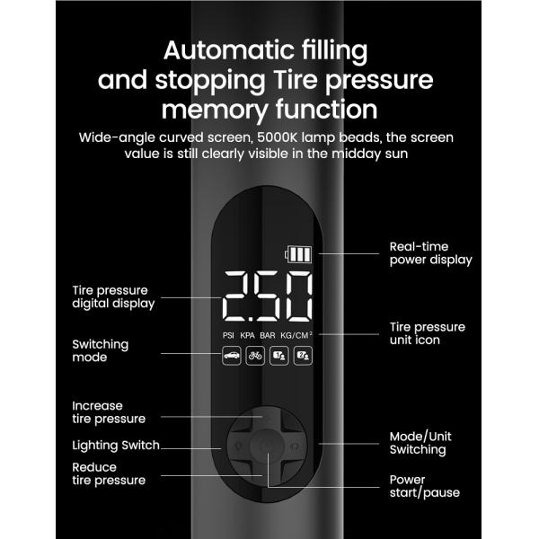 2000mAh*2 Battery YANTU A23 Portable Wireless Rechargeable Ball Air Pump Tire Inflator