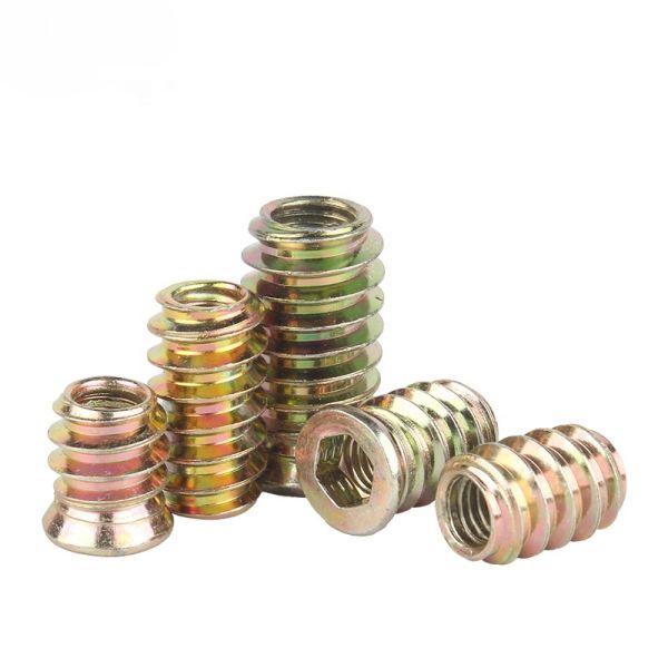 Flat Head Furniture Wood Insert Nuts Carbon Steel Stainless Steel For Woodworking