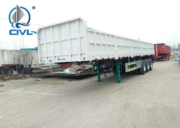 Hydraulic Tipper Trailer 3 Axle 60 Tons Loading Capacity, Dump Trailer Truck