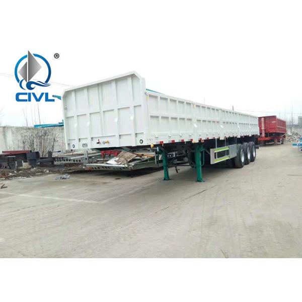 Hydraulic Tipper Trailer 3 Axle 60 Tons Loading Capacity, Dump Trailer Truck