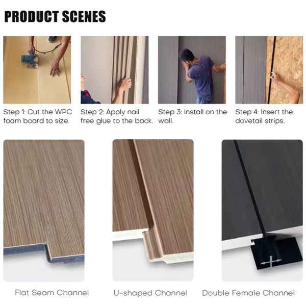 Modern Interior Decoration Integrated Wall Panel WPC Carbon Crystal and Metal Wood Veneer Board for Household Commercial Use
