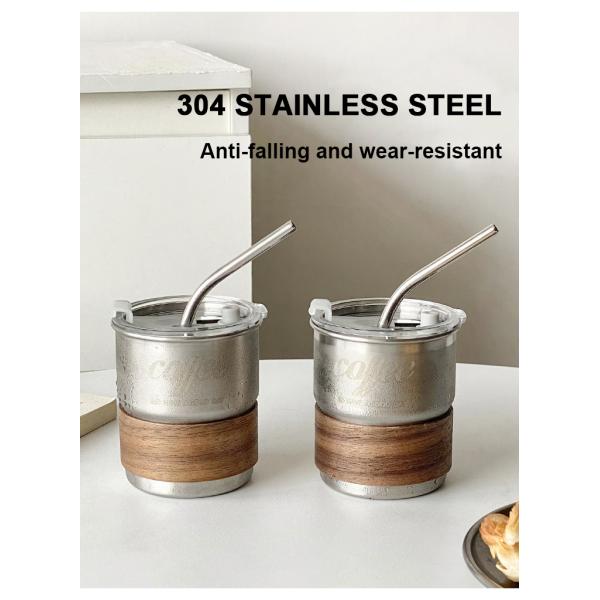 Stainless Steel Camping Coffee Cup with Folding Handle and Sustainable Materials