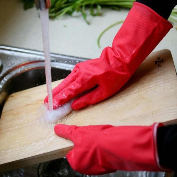 Unlined M Size Household 60g Latex Dishwashing Gloves