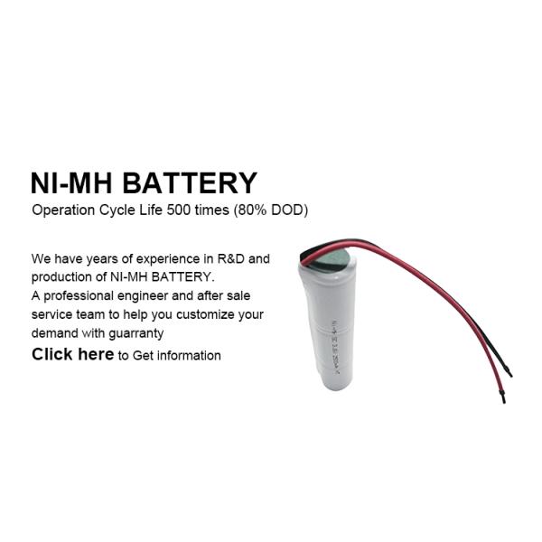Customized Nickel Rechargeable Battery 3.6v 2500mah Battery
