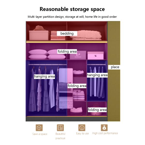 Modern Wooden Cabinet Sliding Door Bedroom Closet Wardrobe with E1 Manufactured Wood