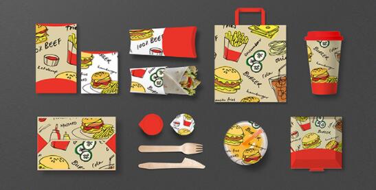 230gsm Eco Friendly Fast Food Packaging Pantone Color Food Packing Paper Bag
