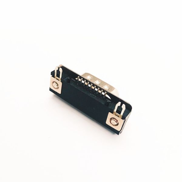 DB9 Male 9 Pins D-Sub Connector Right Angle PCB Mount with Screw Locking for RS232/RS485