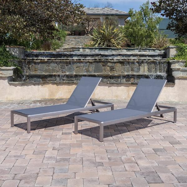 Outdoor Poolside Courtyard Aluminum Chaise Lounge for Patio and Sun Loungers