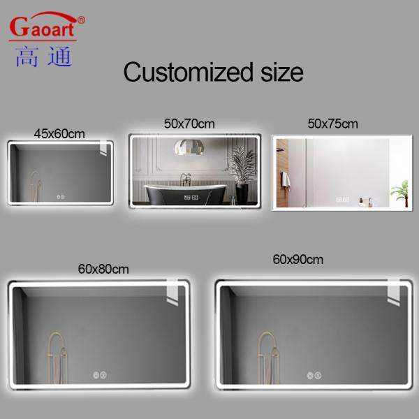 Large LED Lighted Bathroom Mirror Custom Intelligent Makeup Wall Decor with Touch Switch