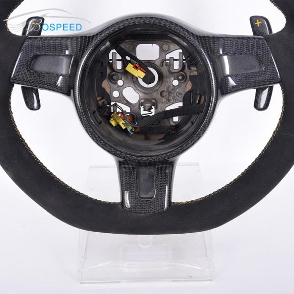 400mm Full Leather Alcantara Porsche 992 Steering Wheel Yellow Stripe