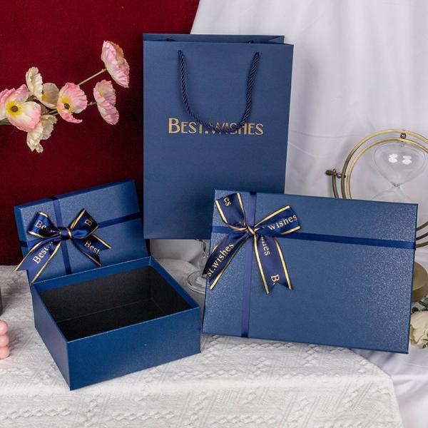Boîtes cadeaux bleues en costume et vêtements avec bouton, boîtes cadeaux rectangulaires Tiandihe